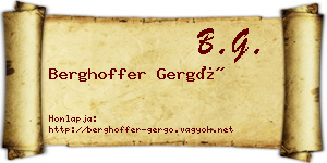 Berghoffer Gergő névjegykártya